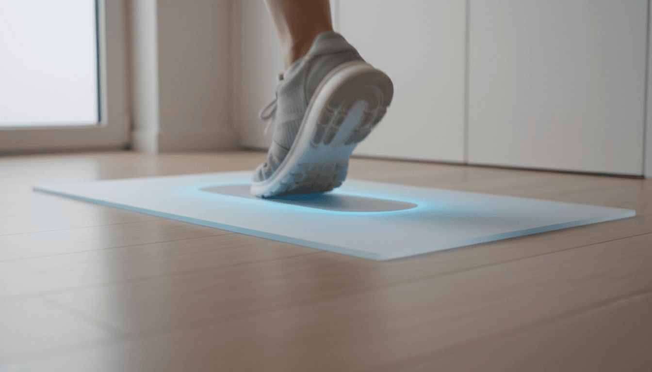 Smart Mat activation as shoe presses down on surface